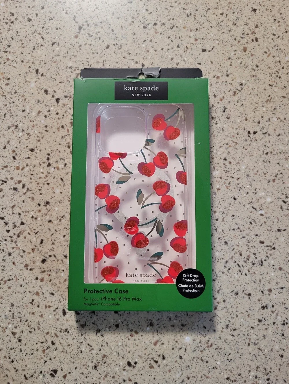 Kate Spade iPhone 16 Pro Max Cherries Cherry Magsafe Protective Cellphone Case.
